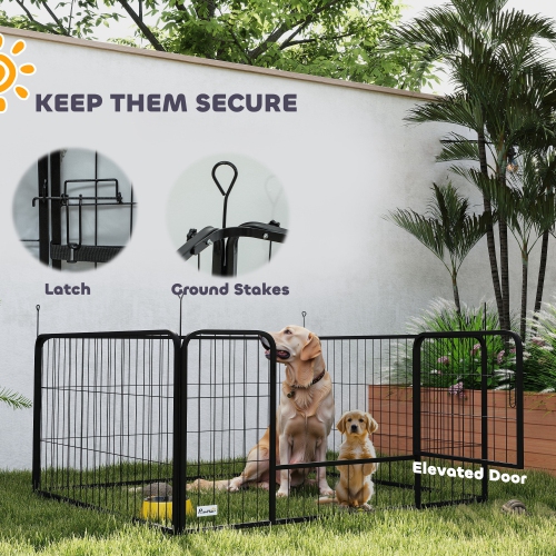 PawHut Whelping Box for Dogs and Puppies, 23.5"H, 4 Panels Puppy Playpen with Windproof Oxford Fabric Cloth, Washable Pee Pad, Pet Playpen with Door,