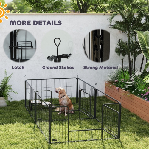 PawHut Whelping Box for Dogs and Puppies, 23.5"H, 7 Panels Puppy Playpen with Windproof Oxford Fabric Cloth, Washable Pee Pad, Pet Playpen with Door,