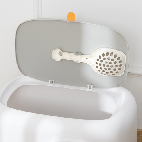 PawHut Cat Litter Box, Open Top Kitty Litter Pan with Anti-Sand Tunnel, Scoop, Odor Control & Easy to Clean, White