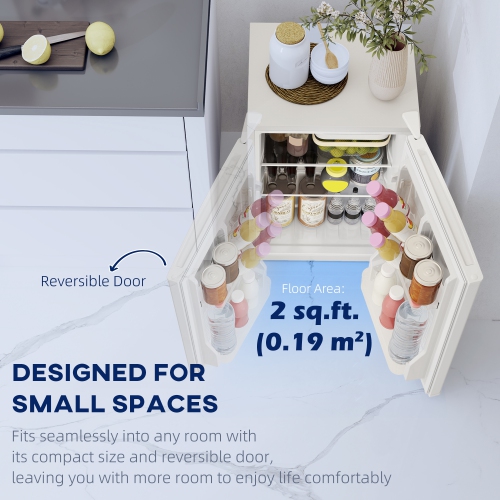 HOMCOM Compact Refrigerator, 2.5 Cu Ft Single Door Mini Fridge with Freezer, Adjustable Thermostat, Reversible Door, Energy Saving Fridge for