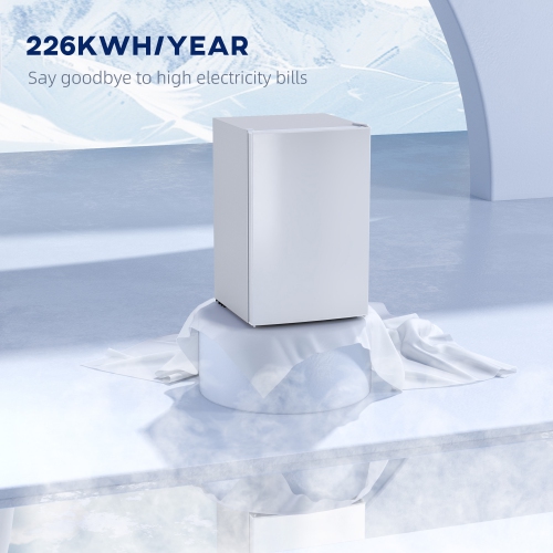 HOMCOM Compact Refrigerator, 4.5 Cu Ft Single Door Mini Fridge with Freezer, Adjustable Thermostat, Reversible Door, Energy Saving Fridge for