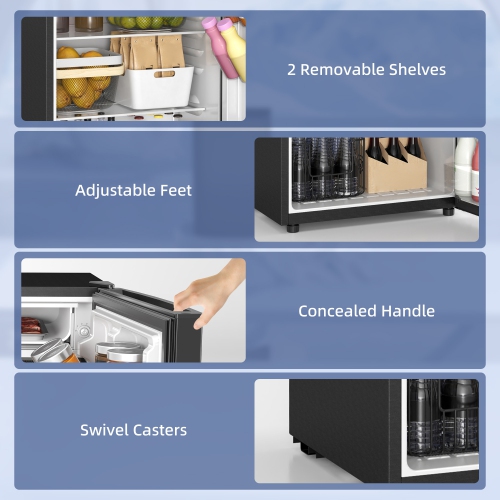 HOMCOM Compact Refrigerator, 4.5 Cu Ft Single Door Mini Fridge with Freezer, Adjustable Thermostat, Reversible Door, Energy Saving Fridge for