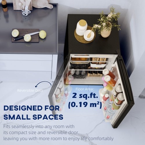 HOMCOM Compact Refrigerator, 4.5 Cu Ft Single Door Mini Fridge with Freezer, Adjustable Thermostat, Reversible Door, Energy Saving Fridge for