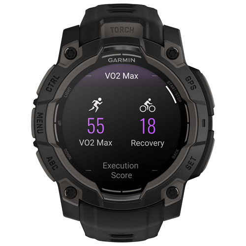 Montre intelligente multisport Bluetooth de 45 mm Instinct 3 AMOLED de Garmin - Noir