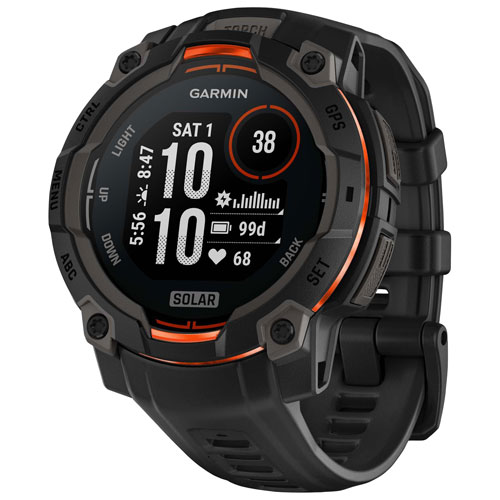 Image 1 de 18.. Montre intelligente multisport Bluetooth de 45 mm Instinct 3 Solar de Garmin - Noir