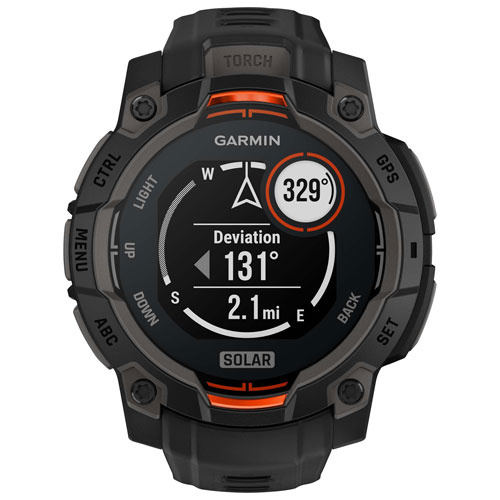 Montre intelligente multisport Bluetooth de 45 mm Instinct 3 Solar de Garmin - Noir