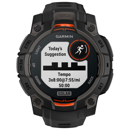 Montre intelligente multisport Bluetooth de 45 mm Instinct 3 Solar de Garmin - Noir