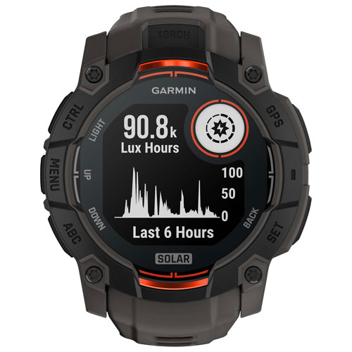 Montre intelligente multisport Bluetooth de 50 mm Instinct 3 Solar de Garmin - Noir/Anthracite