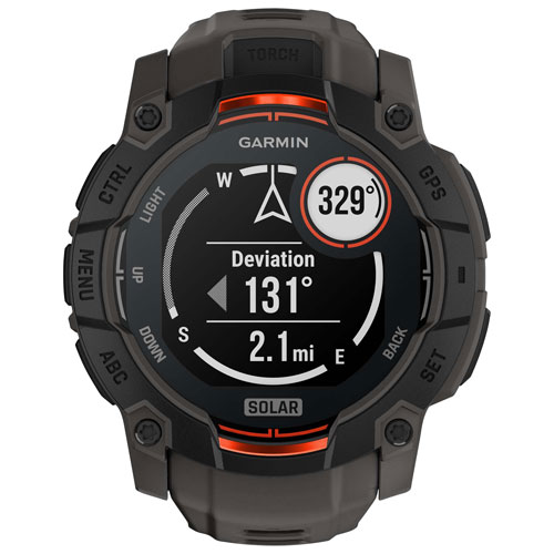 Montre intelligente multisport Bluetooth de 50 mm Instinct 3 Solar de Garmin - Noir/Anthracite