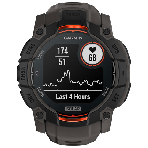 Montre intelligente multisport Bluetooth de 50 mm Instinct 3 Solar de Garmin - Noir/Anthracite