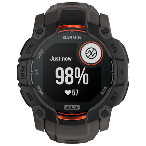 Montre intelligente multisport Bluetooth de 50 mm Instinct 3 Solar de Garmin - Noir/Anthracite