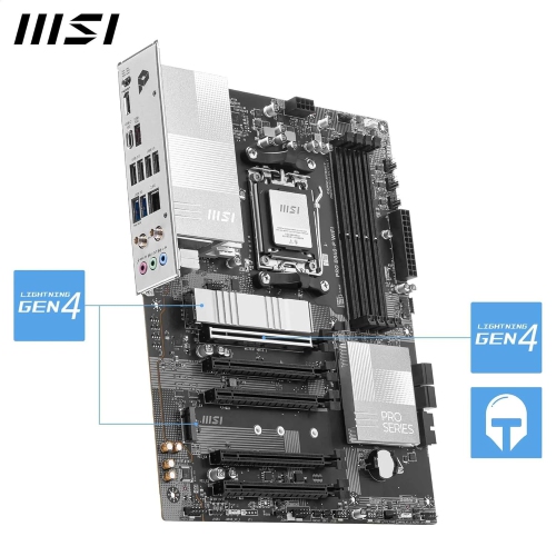 MSI PRO B840-P WIFI w/ DDR5-8000+, PCI-E 4.0 x16 Slot, 2x NVMe PCIe 4 x4 M.2 Slots, 2.5Gb LAN, WiFi 7, Bluetooth v5.4