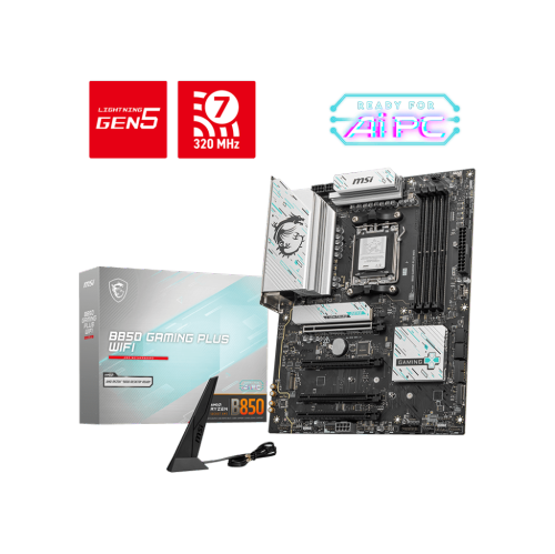 MSI B850 GAMING PLUS WIFI w/ DDR5-8200+(OC), 3x M.2 Slots, 5GB LAN, Wi-Fi 7, BT 5.4, Black