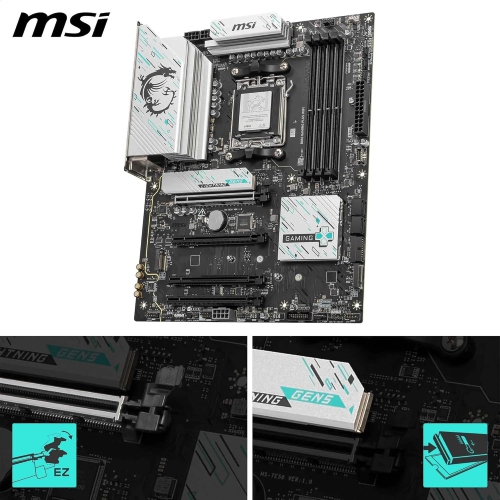 MSI B850 GAMING PLUS Wi-Fi avec DDR5-8200+, 3 fentes M.2, réseau local 5 Go, Wi-Fi 7, BT 5,4 Noir