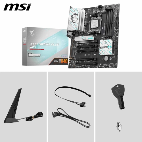 MSI B840 GAMING PLUS WIFI w/ DDR5-8000+(OC), 2x M.2 Slots, 2.5GB LAN, Wi-Fi 7, BT 5.4, Black