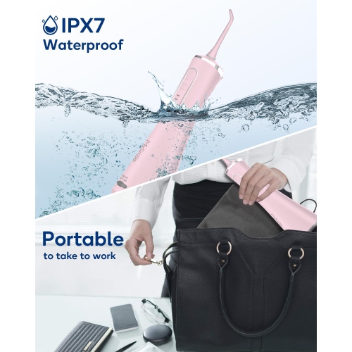 MySmile LP211 Cordless Advanced Water Flossers for Teeth, 5 Cleaning Modes Rechargeable Power Dental Flosser 8 Replacement Jet Tips IPX 7 Waterproof