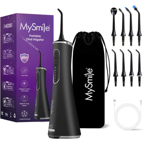 MYSMILE  Lp211 Cordless Advanced Water Flossers for Teeth, 5 Cleaning Modes Rechargeable Power Dental Flosser 8 Replacement Jet Tips Ipx 7 Waterproof One of the best I have owned