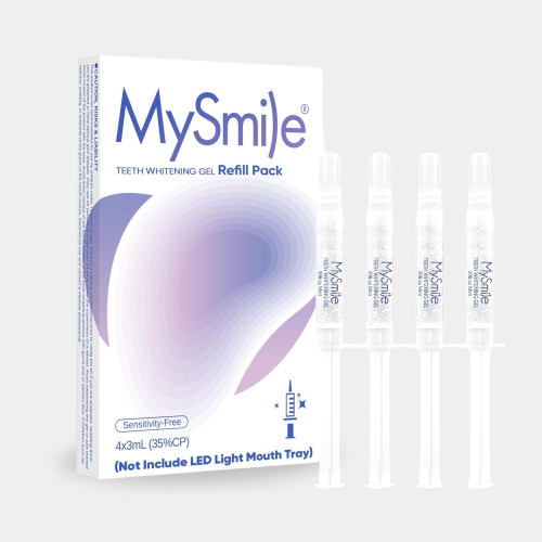 Image 1 de 5.. MySmile 4Pcs 35% Non-Sensitive Teeth Whitening Gel Refill Pack Kit- Effective Painless Carbamide Peroxide Enamel Safety Mint Flavor Teeth Whitener