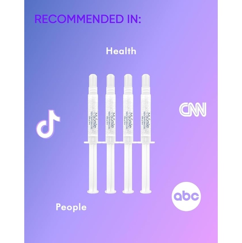 MySmile 4Pcs 35% Non-Sensitive Teeth Whitening Gel Refill Pack Kit- Effective Painless Carbamide Peroxide Enamel Safety Mint Flavor Teeth Whitener