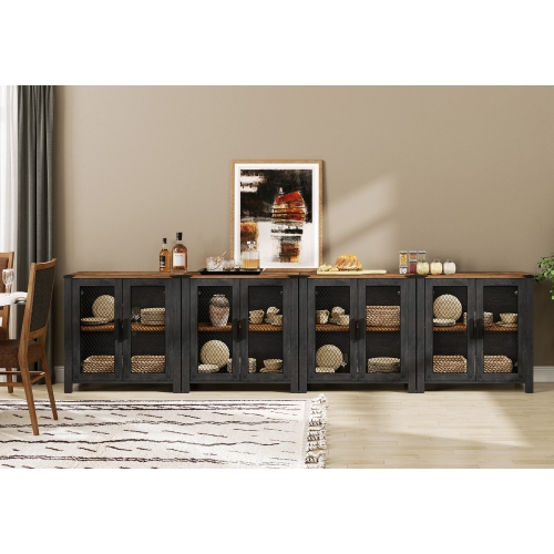 2 Pack Sideboard Buffet Cabinets with Adjustable Shelf, Wood Kitchen Accent Storage Cabinets, Coffee Bar Table for Dining Room, Living Room and
