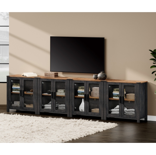 2 Pack Sideboard Buffet Cabinets with Adjustable Shelf, Wood Kitchen Accent Storage Cabinets, Coffee Bar Table for Dining Room, Living Room and