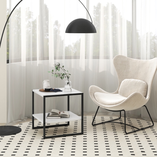 Gymax 20'' 2-Tier End Table w/ Storage Shelf Reversible Design for Living Room