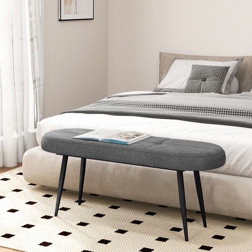 Gymax 47'' Upholstered Entryway Bench w/ Padded Seat & Heavy-duty Metal Frame