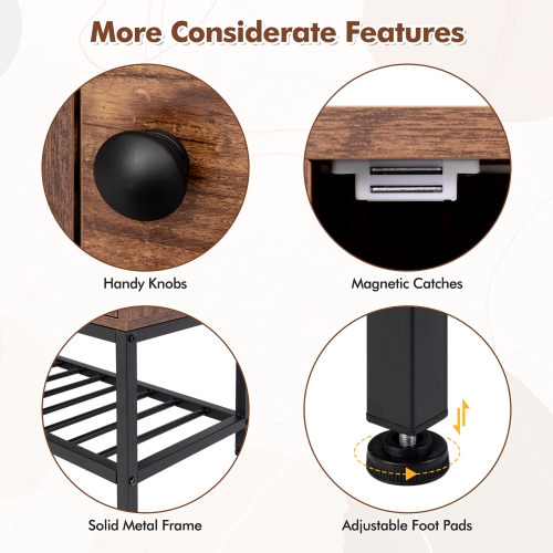 Gymax Entryway Bench Shoe Bench w/ Flip Top Box & 2 Door Cabinets PVC Seat Cushion