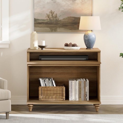 WAMPAT TV Stand for 43 Inch TV, Small Media Console Table Storage Cabinet for Living Room, Wood End Table with Storage Shelf, Oak