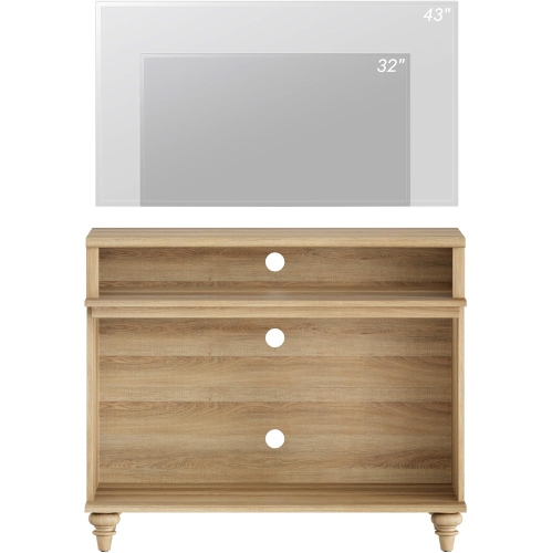 WAMPAT TV Stand for 43 Inch TV, Small Media Console Table Storage Cabinet for Living Room, Wood End Table with Storage Shelf, Oak