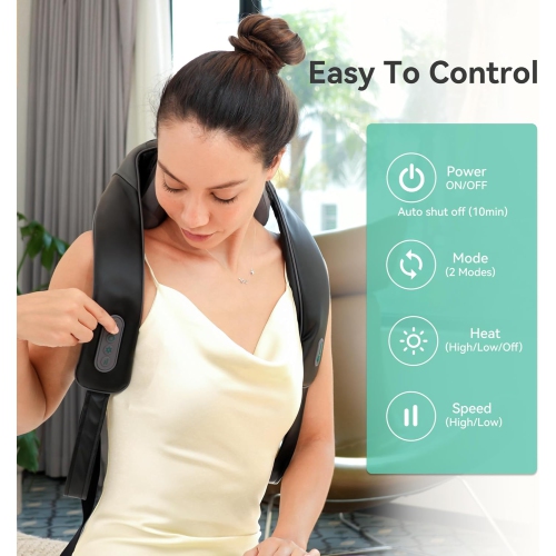Snailax Cordless Neck Massager with Heat, 4D Deep Kneading, Shiatsu Neck and Shoulder Massager, Electric Massage Pillow for Neck, Traps, Shoulder