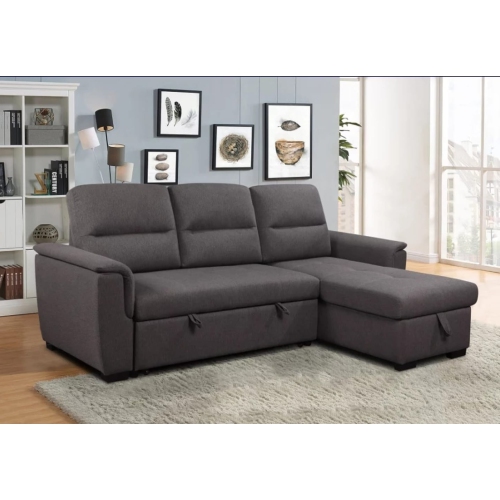 Image 1 de 2.. Canapé-lit modulaire Mato avec rangement et fauteuil réversible - Gris foncé