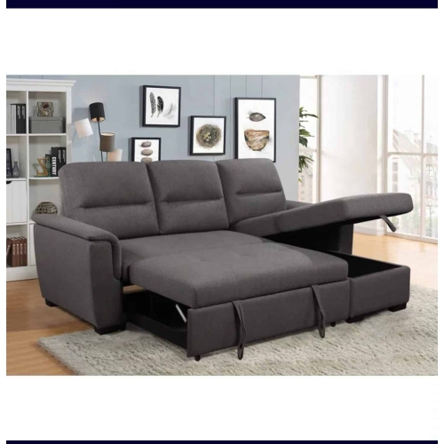 Canapé-lit modulaire Mato avec rangement et fauteuil réversible - Gris foncé