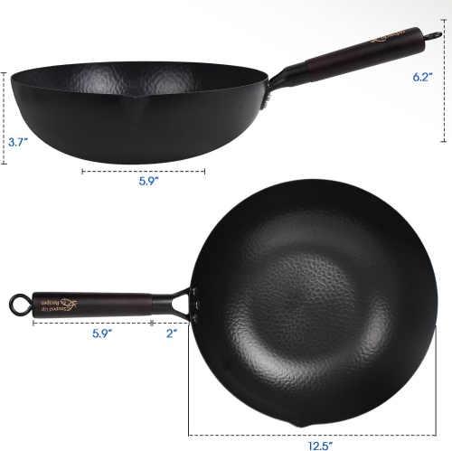 Souped Up Recipes Carbon Steel Wok for Electric, Induction and Gas Stoves