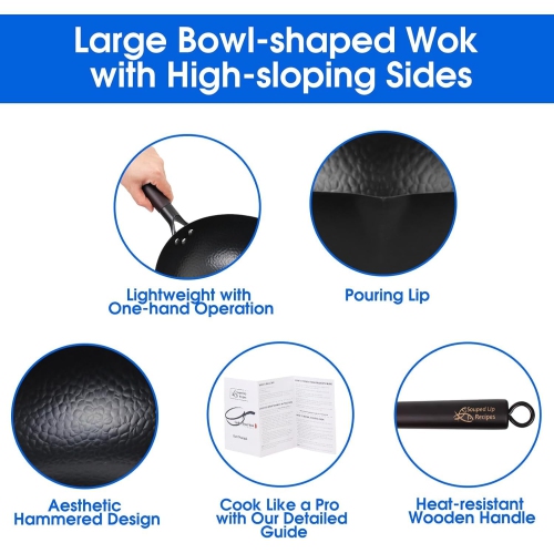 Souped Up Recipes Carbon Steel Wok for Electric, Induction and Gas Stoves