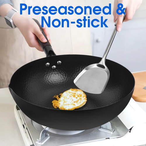 Souped Up Recipes Carbon Steel Wok for Electric, Induction and Gas Stoves