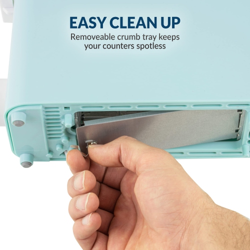 Nostalgia MyMini Single Slice Toaster, Extra Wide Slot, Adjustable Temperature, Removable Crumb Tray, Aqua