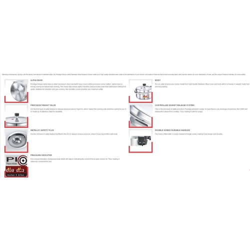 Prestige 2L Alpha Deluxe Induction Base Stainless Steel Pressure Cooker, 2.0-Liter