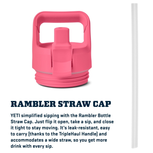 Bouteille 18 oz YETI Rambler, isolée sous vide, acier inoxydable avec bouchon à paille, rose tropical