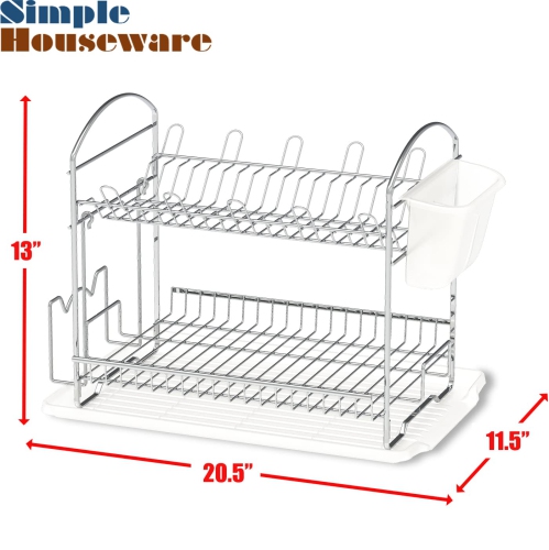 SimpleHouseware Dish Drying Rack with Drainboard, Chrome