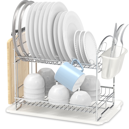 SimpleHouseware Dish Drying Rack with Drainboard, Chrome