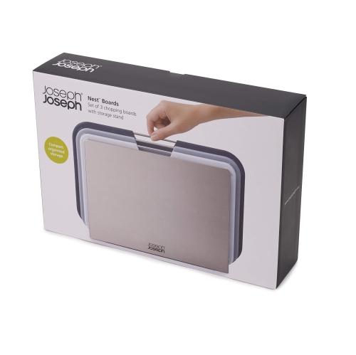 Plastic Cutting Board Set with Storage Stand 3 Different Sized Boards