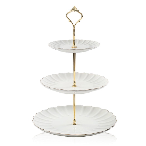 Pukka Home 3 Tier Ceramic Cake Stand Wedding, Dessert Cupcake Stand for Tea Party Serving Platter