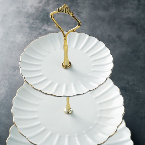 Pukka Home 3 Tier Ceramic Cake Stand Wedding, Dessert Cupcake Stand for Tea Party Serving Platter