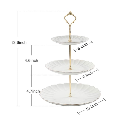 Pukka Home 3 Tier Ceramic Cake Stand Wedding, Dessert Cupcake Stand for Tea Party Serving Platter