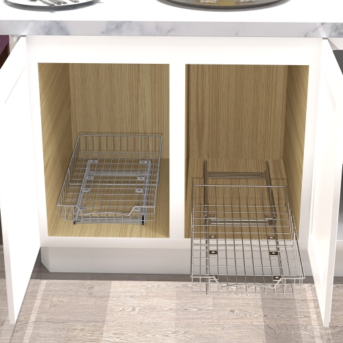 SimpleHouseware Pull Out Cabinet Shelf Organizer, Chrome
