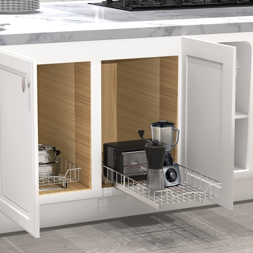 SimpleHouseware Pull Out Cabinet Shelf Organizer, Chrome