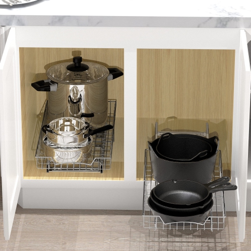 SimpleHouseware Pull Out Cabinet Shelf Organizer, Chrome
