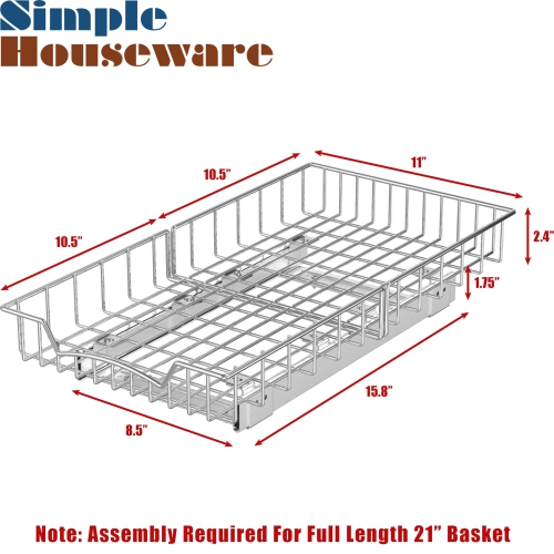 SimpleHouseware Pull Out Cabinet Shelf Organizer, Chrome
