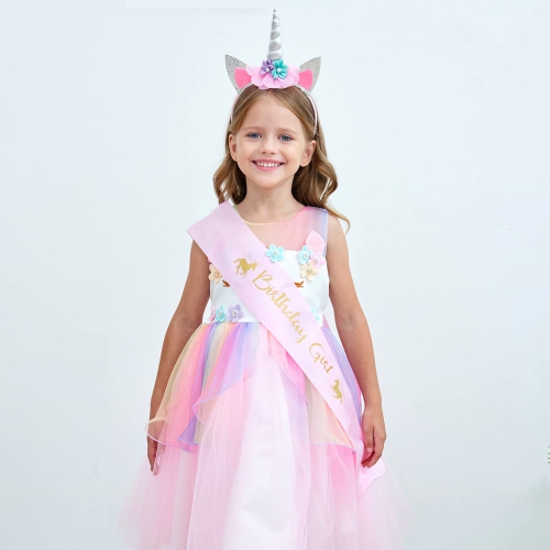 Unicorn Princess Dress Up Clothes for Little Girls – Costume, Jewelry and Headband